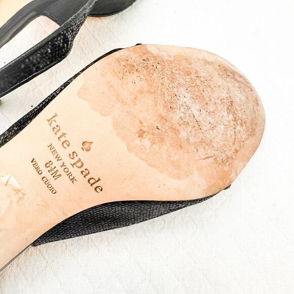 Kate Spade Glitter Shimmering Bow Accent Slingback Heel Black Size 8.5 - Picture 6 of 8